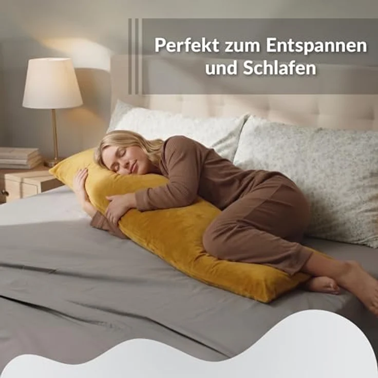 Totsy Baby Seitenschläferkissen mit Bezug Velvet 40x145 cm - Komfortkissen Schlafkissen Seitenschläfer Body Pillow Seitenschlafkissen Black – Bild 5