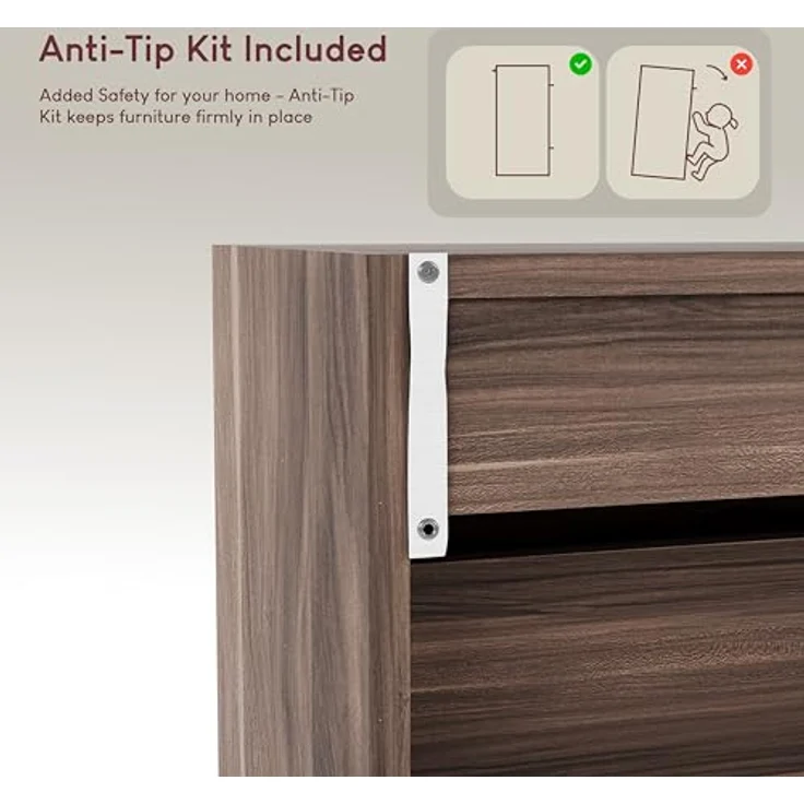 Vida Designs Schuhschrank mit 2 Schubladen, Schrank, Schuhaufbewahrung, Organizer, herunterziehbares Holzmöbel, Walnuss – Bild 10