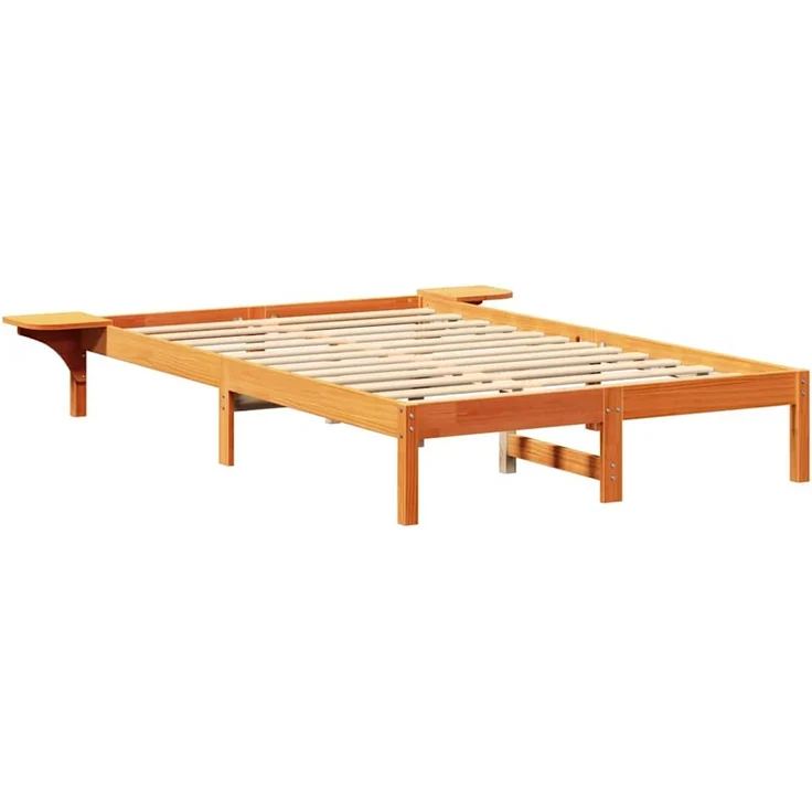 vidaXL Bettrahmen Wachsbraun 140 x 190 cm Massives Kiefernholz 873195 – Bild 4