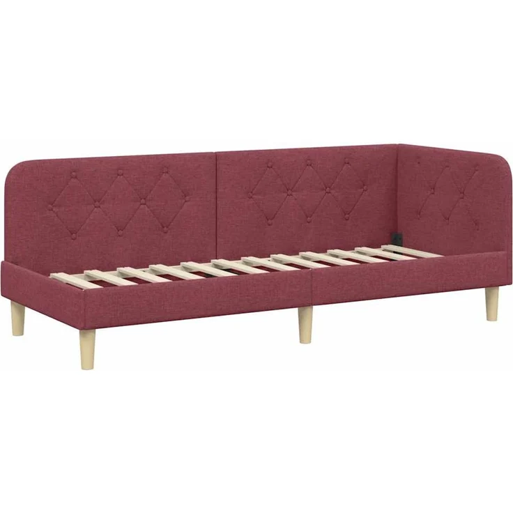 vidaXL Eckbettgestell mit Matratze Weinrot 80 x 200 cm Stoff 3394104 – Bild 5