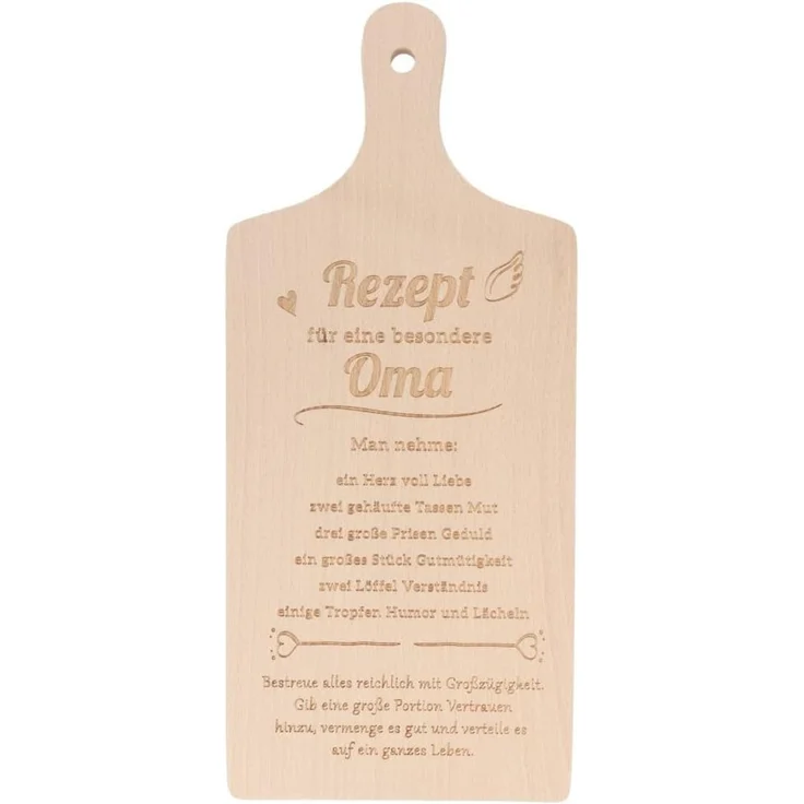 Spruchreif® Schneidebrett XL Schneidebrett mit Griff und Öse ·Rezept Oma/Mama · Geburtstag, (1-St) – Bild 5