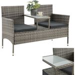 Juskys 'Monaco' 2-Sitzer Gartenbank mit Tisch und Kissen, Polyrattan grau, 133 × 63 × 84 cm