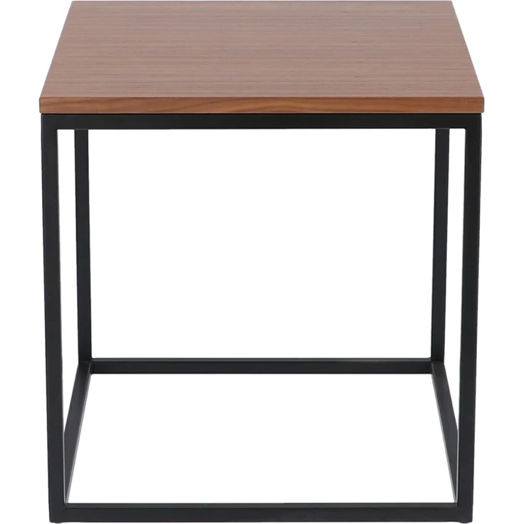 Beistelltisch Flat Quadratisch Stahlrohr pulverbeschichtet schwarz nussbaum – Bild 2
