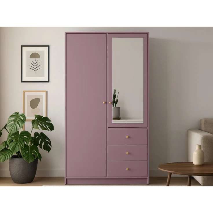 Beautysofa Kleiderschrank SOLEA mit Spiegel und 3 Schubladen (Zur Auswahl: zweitürig, dreitürig oder viertürig, verschiedene Farben) Höhe 200 cm – Bild 5