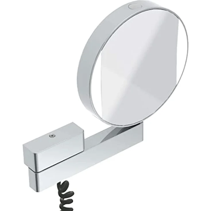 EMCO Universal LED Kosmetik- und Rasierspiegel, runder Wandspiegel mit 3-/7-fach Vergrößerung und einstellbarer Farbtemperatur, Chrom-Optik – Bild 1