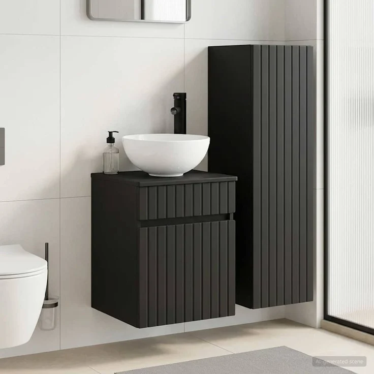 vidaXL Badezimmerschrank-Set 2 stk. Schwarz 33 x 34,5 x 100 cm 3406134 – Bild 1