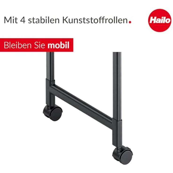 Hailo Quickboard – Mobile Universalablage mit Rollen - klappbar & platzsparend - vielseitig einsetzbar - pro Ablagefläche belastbar bis max. 10 kg - schwarz matt – Bild 4