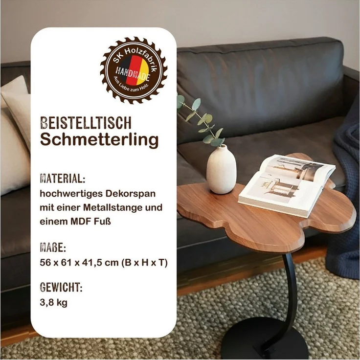 PEGSEN Beistelltisch Dekorativer Sofatisch - Couchtisch für Sofa & Bett Ablagetisch, hochwertige Materialien, vielseitig einsetzbar – Bild 2