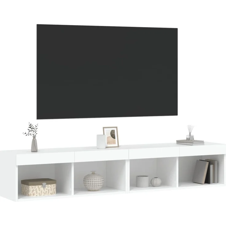 2 pcs TV-Schrank, Lowboard mit LED-Leuchten Weiß 80x30x30 cm – Bild 6