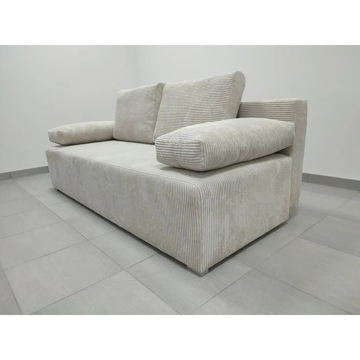Wohnero 24 Zaya Premium Schlafsofa 201x91 cm mit Bettkasten & DL-Automatik – 201x137 cm Liegefläche, 3-Sitzer Sofa mit Schlaffunktion - Hellgrau – Bild 2