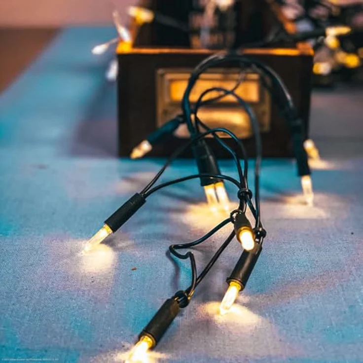 hellum Lichterkette innen mit 100 LEDs, Weihnachtsbaum Lichterkette warmweiß, 14,85m beleuchtet mit grünem Kabel, für innen mit Stecker 1,5m Zuleitung – Bild 9