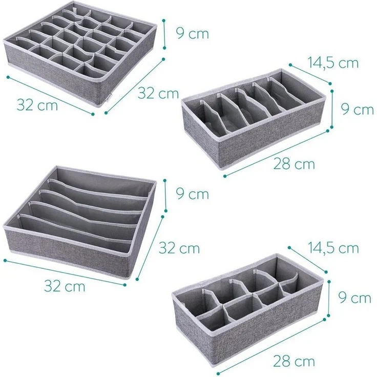 Navaris Aufbewahrungsbox Organizer für Wäsche - 4 Boxen in verschiedenen Größen (4 St) – Bild 2