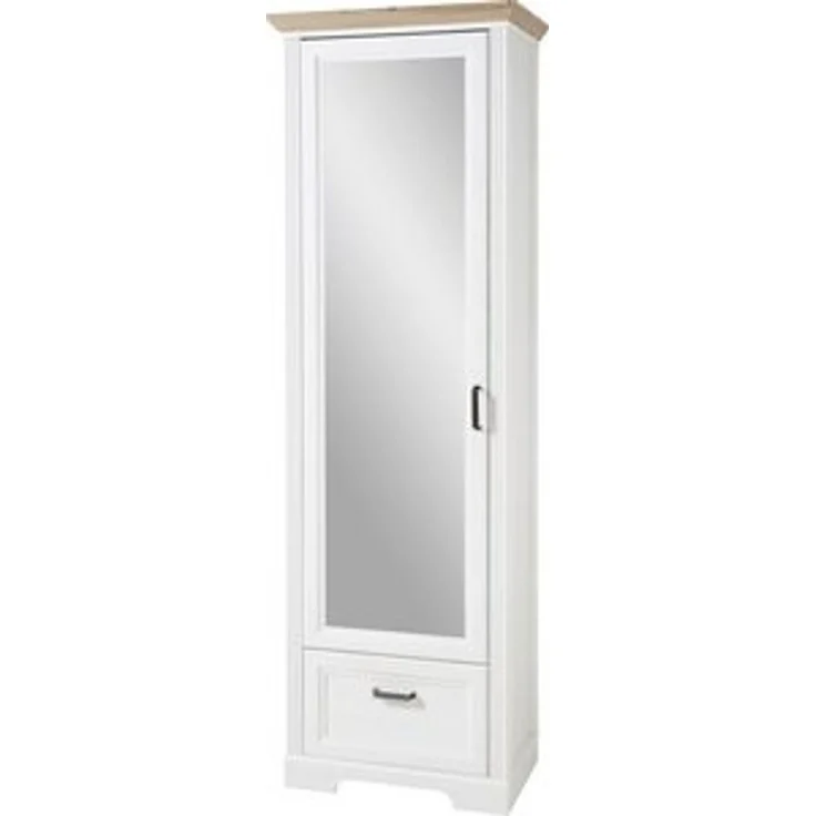 Garderobenschrank Jena / Jasmin, Holzwerkstoff, Weiß, Verspiegelt, 65 x 204 x 41 cm – Bild 6