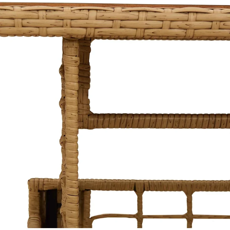 vidaXL Gartentisch Natur 100 x 55 x 37 cm PE Rattan und Glas 42035142 – Bild 7