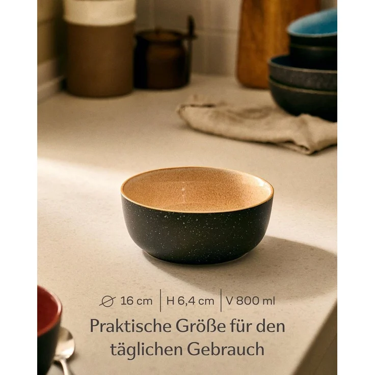 Cosumy Müslischale Steingut Geschirr Set 4 Personen – Handgefertigtes Tafelservice, Steingut, (Müslischalen Set Steingut, 4-tlg), Handglasiert- Mikrowellenfest - Spülmaschinenfest – Design Geschirr – Bild 4