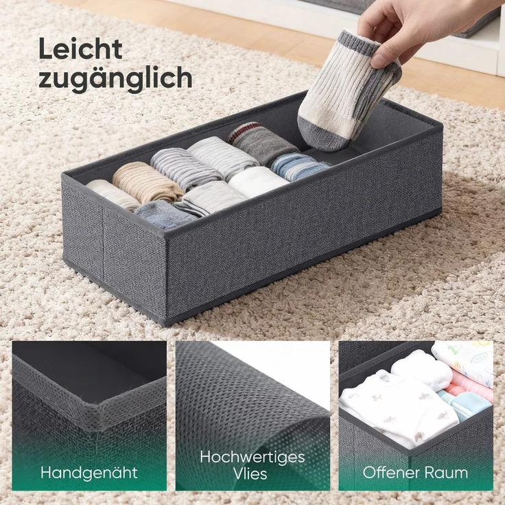 Sekey Schubladen Organizer aus Vliesstoff Faltbare Aufbewahrungsbox für Schrank und Kleiderschrank 22 x 51 x 11 cm 8 Stück – Bild 5