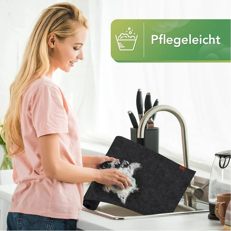 Loco Bird Tischläufer aus Filz, Abwaschbare Tischdecke mit Kunstleder-Label (skandinavische Tischband Deko), Tisch Filzläufer für draußen – Bild 3