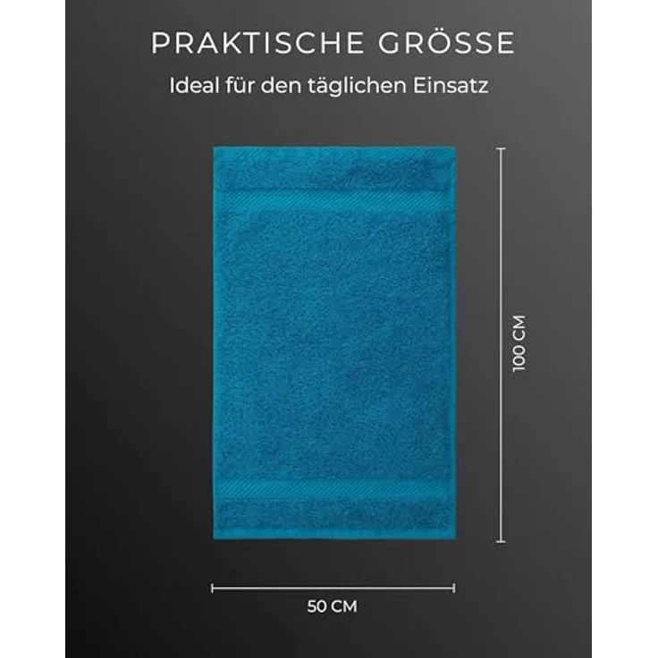 Luckytowel Handtücher Set 50x100 cm, Oeko-TEX Handtuch-Set, 100% Baumwolle, 600 g/m², flauschig & saugstark, 2er Pack, Türkis – Bild 4
