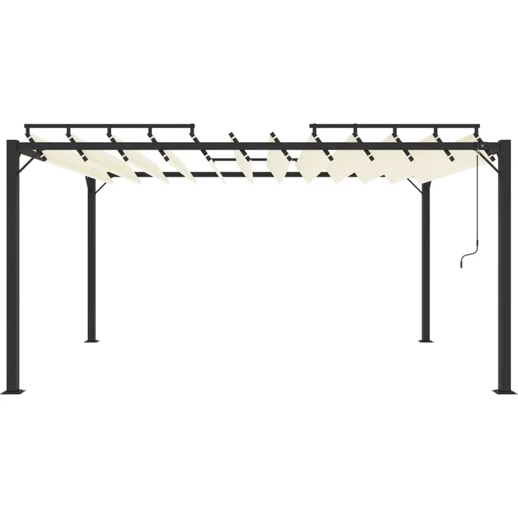 vidaXL Pergola mit Lamellendach 3x4 m Creme Stoff und Aluminium 313927 – Bild 3