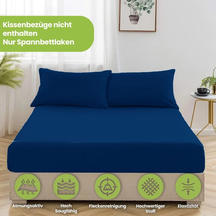 Jersey Spannbettlaken 140-160x200 100% Baumwolle weich bügelfrei komfort Marine – Bild 7