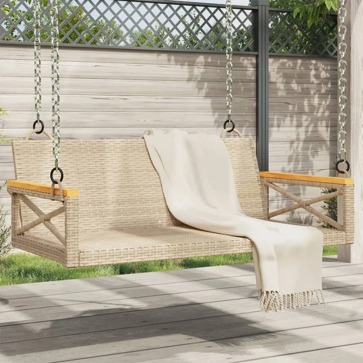 vidaXL Hängebank Beige 109x62x40 cm Poly Rattan 368154 – Bild 1