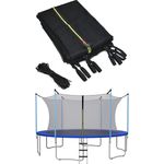COSTWAY Ø427cm Trampolin Sicherheitsnetz für Gartentrampoline, Ersatznetz innenliegend mit Reißverschluss und Schnallen, 8 Stangen, Netzhöhe 180 cm