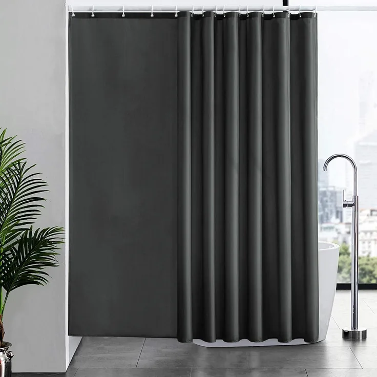 Extra Breit Duschvorhang Überlänge 244x200cm Antibakteriell Dunkelgrau