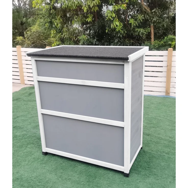 LECO Gartenschrank MOMO, Tannenholz grau-weiß lasiert, 87x47x95 cm – Bild 5