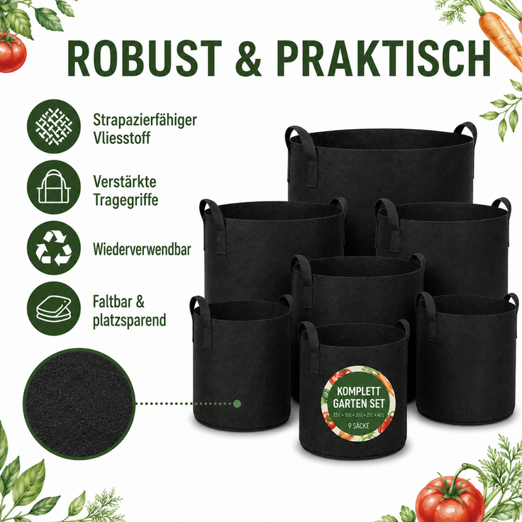 Pflanzsäcke Set Schwarz – Bild 3