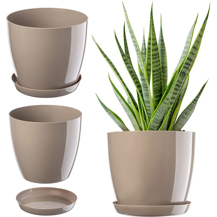 KADAX Blumentopf mit Ständer, Kunststoffabdeckung, beige Blumentopf für Blumen – Bild 1