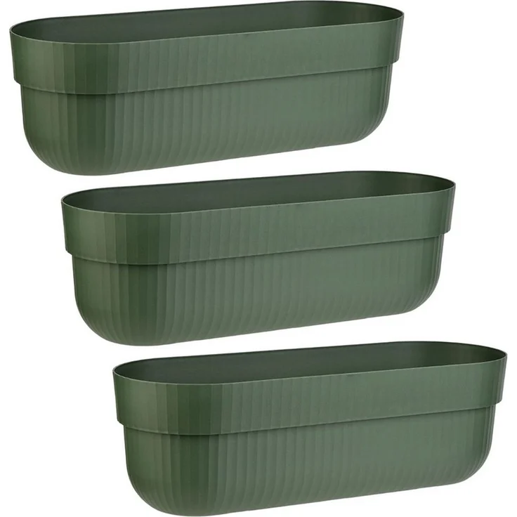 Engelland Blumenkasten mit Wasserspeicher/Drainagesystem und Abstandshalter (Vorteils-Set, 3 St), Blumentopf, 50 cm, PP-Kunststoff, Balkonkasten, länglich, formstabil – Bild 5