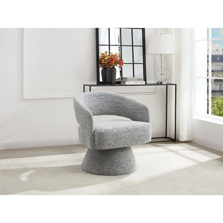 Vente-unique - Drehbarer Sessel - Chenille Stoff Grau - FEDOTE – Bild 2