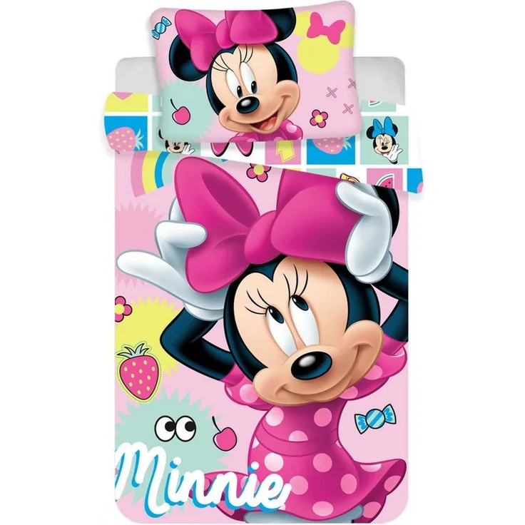 Disney Minnie Mouse Kinderbettwäsche – Bettbezug 100x135 cm & Kissenbezug 40x60 cm