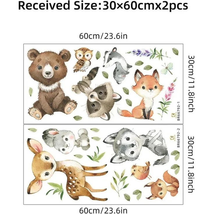 Montegoni Wandsticker Kinder Tier Wandaufkleber,Wandtattoo mit Waldtieren (Wandaufkleber für Kinderzimmer, Braunbär Hirsch Hase Tier, Wandaufkleber), wasserdichte,abnehmbare – Bild 2