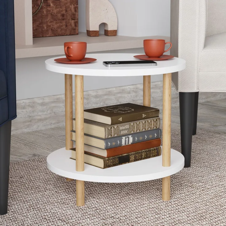 Beistelltisch Ves 49xØ42 cm Weiß [en. casa]