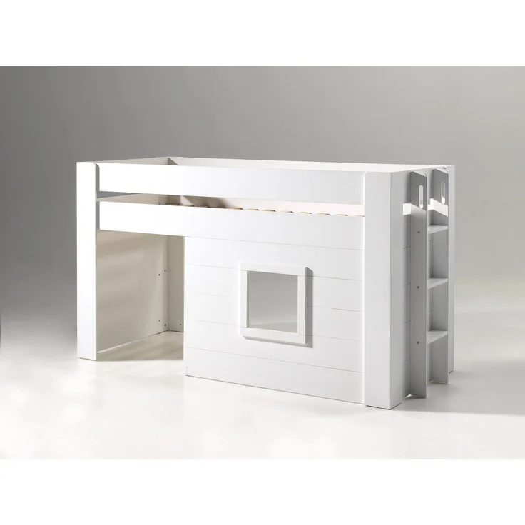 Bett mit Vorhang Karola 215x96x120 Spielbett MDF Weiß – Bild 2