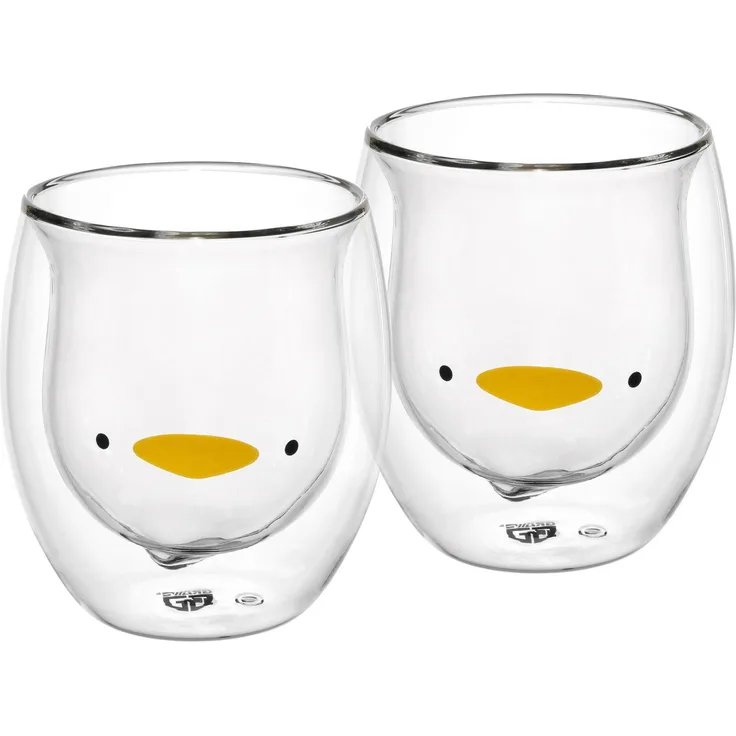 GRÄWE Doppelwandige-Thermogläser, 285ml, 2er Set, Motiv Ente