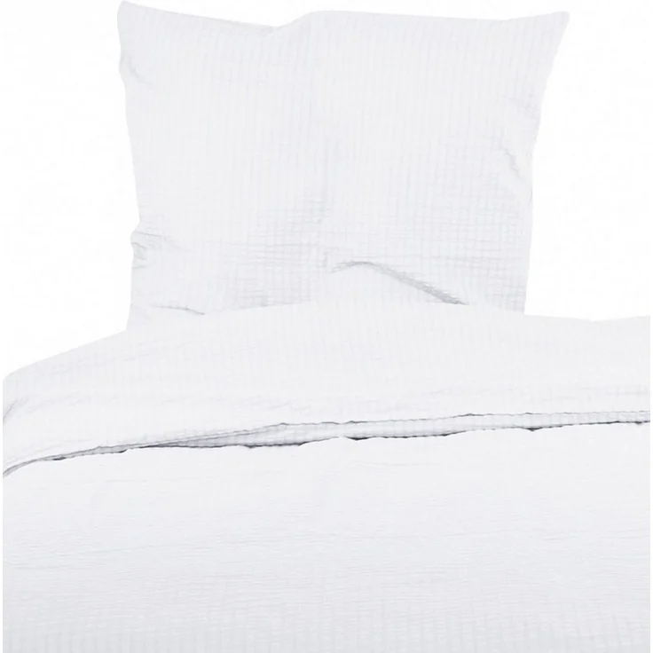 Heubergshop Bettwäsche, Seersucker, 2 teilig, 155x220cm und 80x80cm - Weiß Einfarbig Uni - 100% Baumwolle (Uni-Weiß) – Bild 1