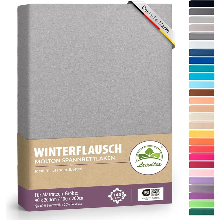 leevitex® Spannbettlaken für kalte Nächte – angenehm weich, passgenau, farbstark & pflegeleicht, Gummizug: Rundum
