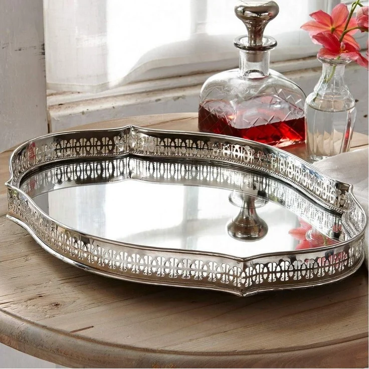 Mirabeau Tablett Tablett Cumont silber, Messing, Einsatz: Spiegelglas, Spiegelglas – Bild 2