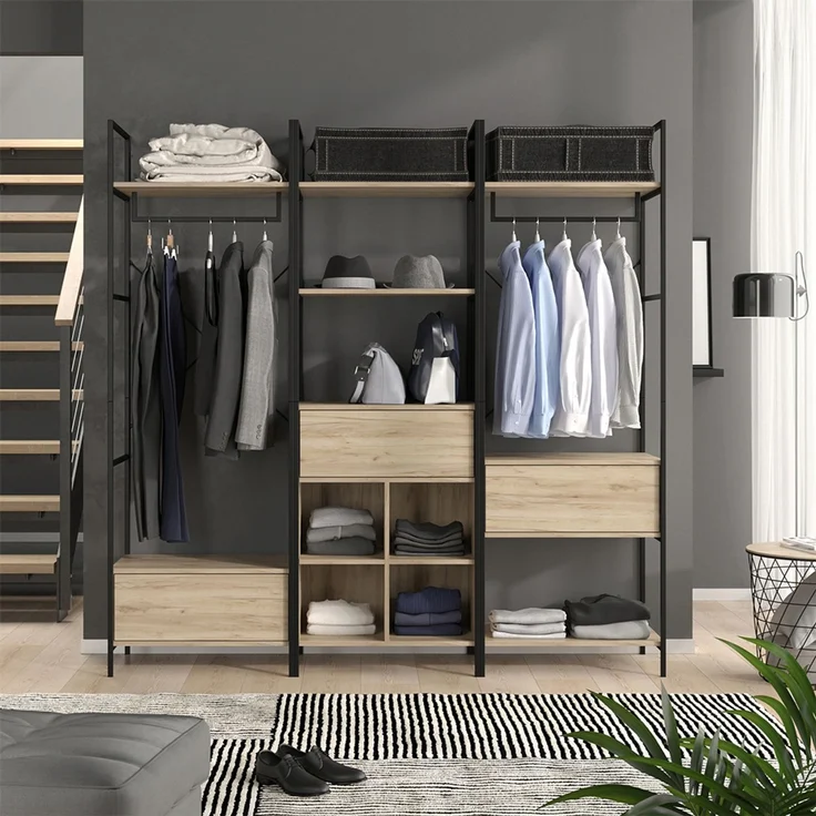 Kleiderschrank Enya Holz 60 x 180 cm mit Schublade Vicco – Bild 6
