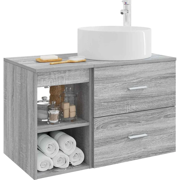 vidaXL Badezimmerschrank-Set 2 stk. Grau Sonoma 79,5 x 44,5 x 80 cm 3403933 – Bild 3