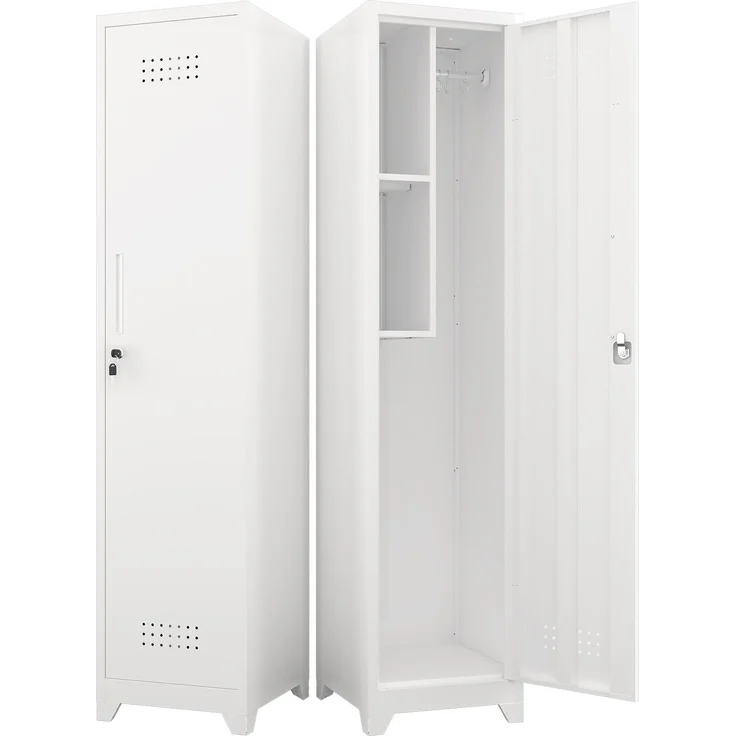 Putzmittelschrank ca. 165 cm hoch aus Metall mit abschließbarer Tür und Aufhängestange – Bild 5