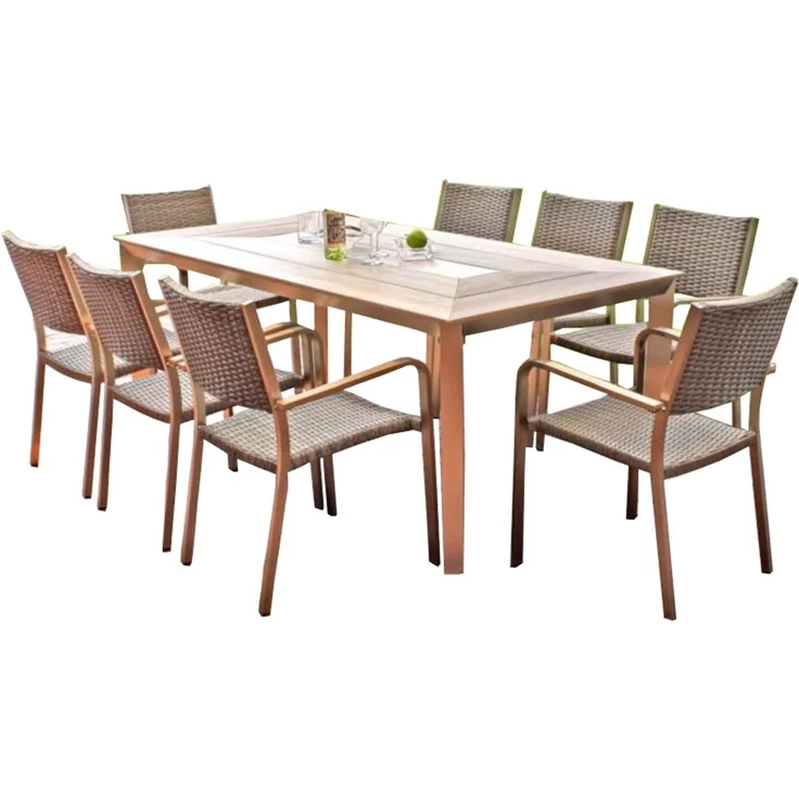 9tlg Garden Pleasure Holz Sitzgruppe Tisch Esstisch Stuhl Stühle Sessel Terrasse – Bild 1