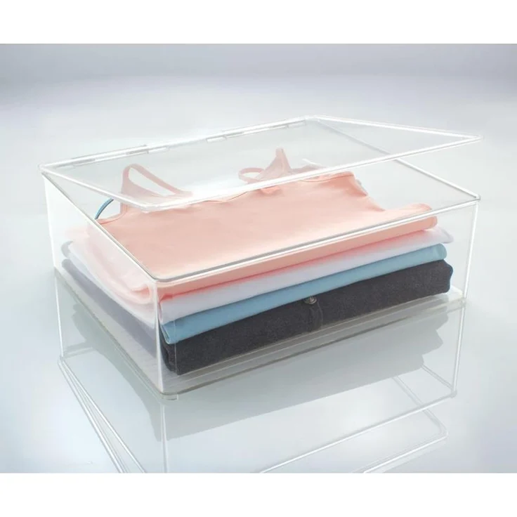mDesign Wäschebox Kleiderkiste Aufbewahrung stapelbar Deckel 2er-Set Transparent – Bild 7