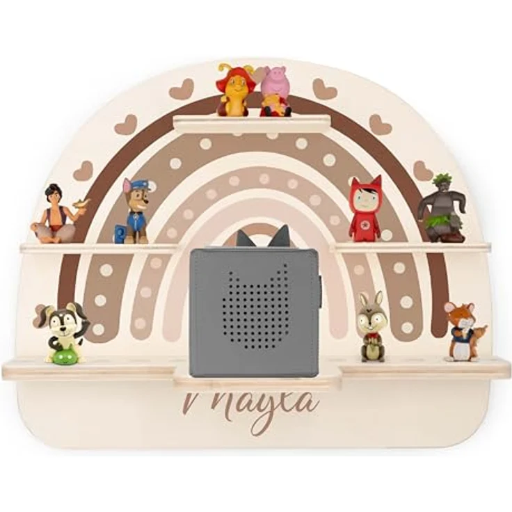 Kidsmood - Toniebox Regal Mädchen und Jungen mit Musikbox Schutzfolie, Magnetisches Regenbogen Wandregal fürs Kinderzimmer mit Aussparung für Ladegerät & Kabel Kinder – Bild 7