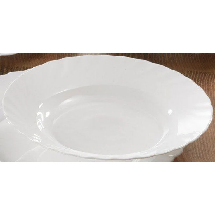 Arcoroc Suppenteller Trianon Uni, Teller tief 22.5cm Opal weiß 6 Stück – Bild 1