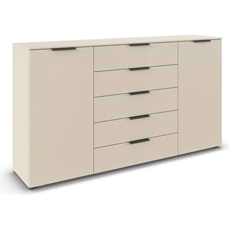 Rauch Möbel Flipp, Kommode für Schlafzimmer, Kinderzimmer, Wohnzimmer, Jugendzimmer, Flur, Garderobe, 2-türig, 5 Schubladen, mit Softclose-Funktion, Farbe Beige, Breite 180 cm – Bild 2