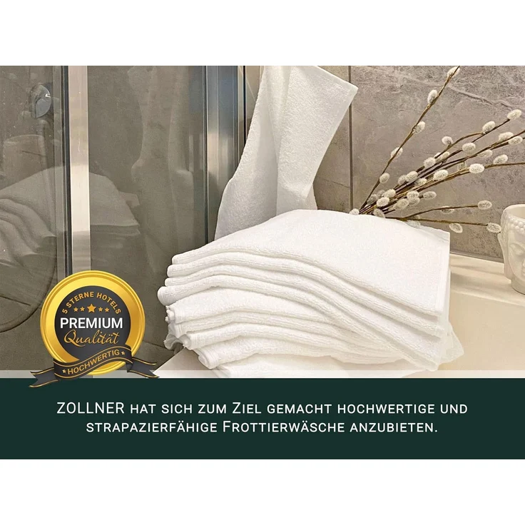 ZOLLNER Gästehandtücher, Walkfrottier (10-St), 30x50 cm, 100% Baumwolle, vom Hotelwäschespezialisten, Weiß – Bild 5
