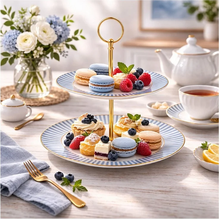 Neuetischkultur Etagere Etagere Keramik 2 stöckig Servieretagere 24 cm, Keramik, (1 Etagere ohne Dekoration) – Bild 3